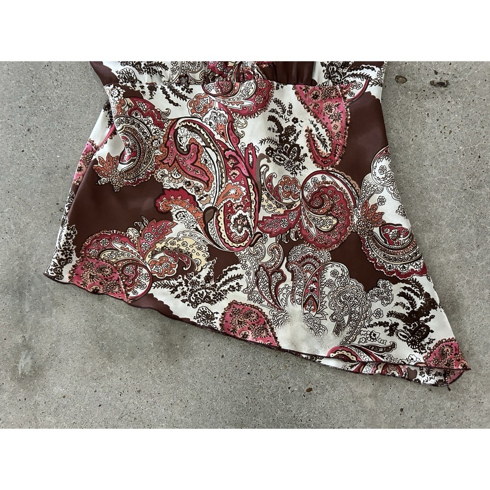 Vintage Y2K Fairy Paisley Tank Top Maroon Ivory Self Esteem Medium Handkerchief - Picture 3 of 8